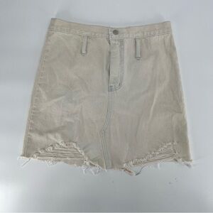 AGIT White Denim Rough Hem Distressed Mini Skirt Size 28 Women's